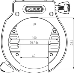 Abus Amparo 4650SL NR Black OE, Rahmenschloss 5 Abus Amparo 4650SL NR Black OE, Rahmenschloss -Fahrradzubehör Geschäft technical drawing 4650 s sl tif 3