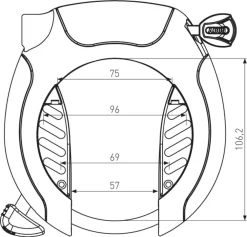 Abus Pro Shield XPlus™ 5955 NR Black + 6KS/85 + ST 5950 XPlus™ -Fahrradzubehör Geschäft technical drawing 5955 3